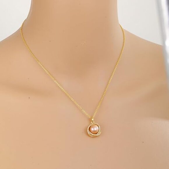 Neiman Marcus 14k Gold Plated Stainless Steel Freshwater Pearl Pendant Necklace - Picture 2 of 3